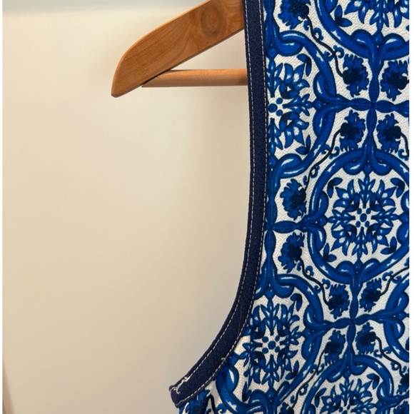 Mud Pie Blue Retro Print Dress Size Small - Picture 4 of 8